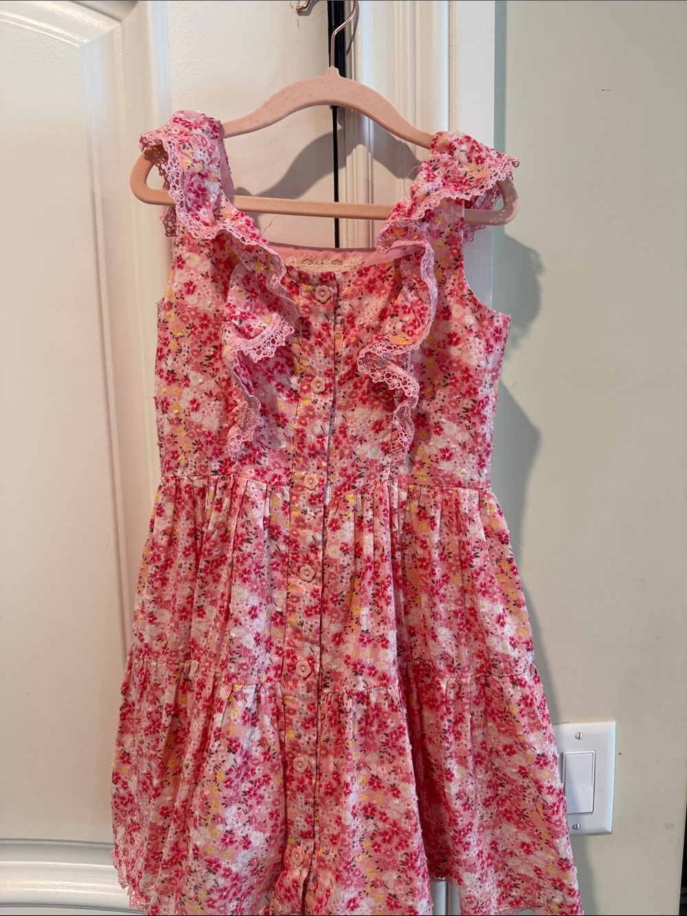 Girls' Pink Floral Ruffle Sundress